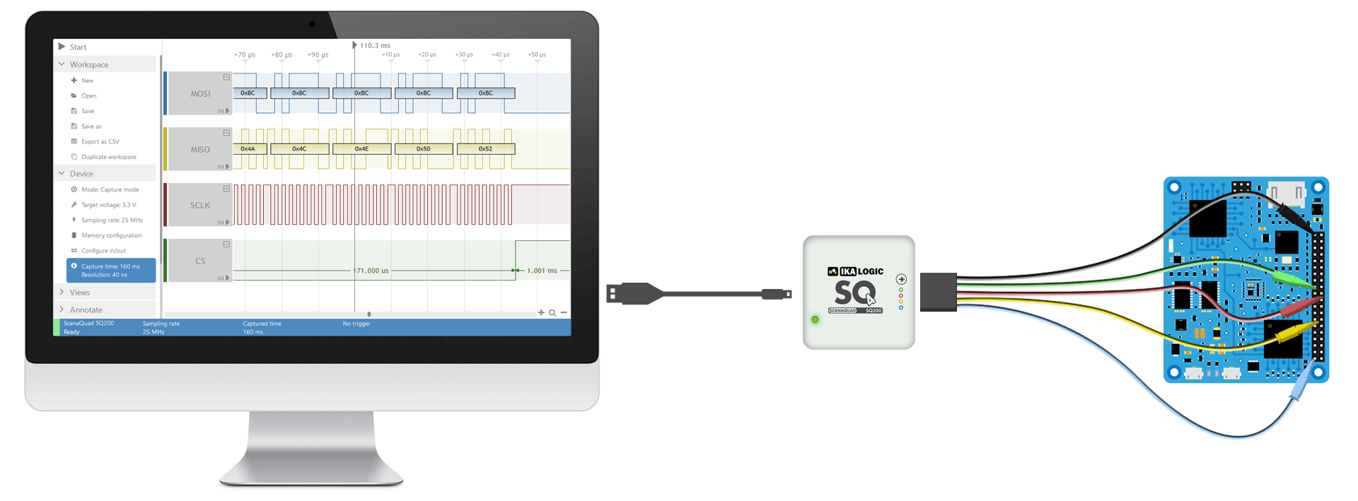 SQ Logic Analyzeer connected to arduino